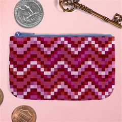 Lesbian Pride Pixellated Zigzag Stripes Large Coin Purse by VernenInk