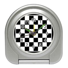 Chess Board Background Design Travel Alarm Clock by Vaneshart