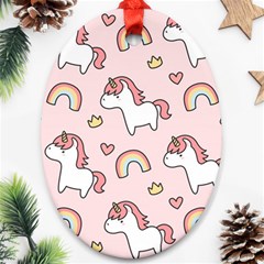 Cute-unicorn-rainbow-seamless-pattern-background Oval Ornament (two Sides) by Vaneshart