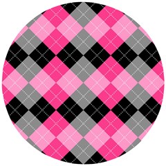 Seamless-argyle-pattern Wooden Puzzle Round by Vaneshart