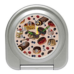 Seamless-pattern-with-sweet-cakes-berries Travel Alarm Clock by Vaneshart