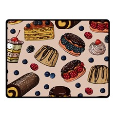 Seamless-pattern-with-sweet-cakes-berries Fleece Blanket (small) by Vaneshart