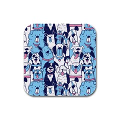 Dogs-seamless-pattern Rubber Square Coaster (4 Pack)  by Vaneshart