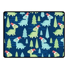 Cute-dinosaurs-animal-seamless-pattern-doodle-dino-winter-theme Double Sided Fleece Blanket (small)  by Vaneshart