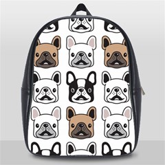 Dog French Bulldog Seamless Pattern Face Head School Bag (large) by BangZart