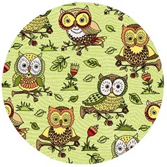 Seamless Pattern With Flowers Owls Wooden Bottle Opener (round) by BangZart