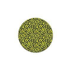 Leopard Spots Pattern, Yellow And Black Animal Fur Print, Wild Cat Theme Golf Ball Marker by Casemiro