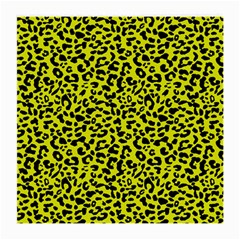 Leopard Spots Pattern, Yellow And Black Animal Fur Print, Wild Cat Theme Medium Glasses Cloth (2 Sides) by Casemiro