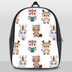 Cute Cartoon Boho Animals Seamless Pattern School Bag (large) by BangZart