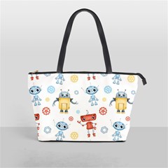 Cute Cartoon Robots Seamless Pattern Classic Shoulder Handbag by BangZart