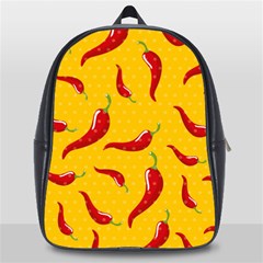 Chili Vegetable Pattern Background School Bag (large) by BangZart