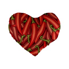 Seamless Chili Pepper Pattern Standard 16  Premium Flano Heart Shape Cushions by BangZart