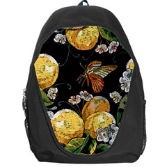 Embroidery Blossoming Lemons Butterfly Seamless Pattern Backpack Bag by BangZart