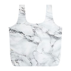 White Faux Marble Full Print Recycle Bag (l) by Dushan