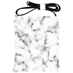 White Faux Marble Texture  Shoulder Sling Bag by Dushan