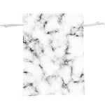 White faux marble texture   Lightweight Drawstring Pouch (XL) Front