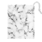 White faux marble texture  Drawstring Pouch (4XL) Front