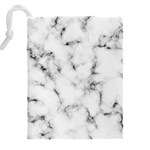 White faux marble texture  Drawstring Pouch (4XL) Back