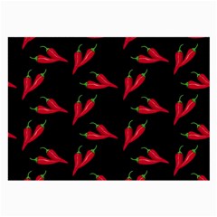 Red, Hot Jalapeno Peppers, Chilli Pepper Pattern At Black, Spicy Large Glasses Cloth (2 Sides) by Casemiro