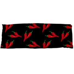 Red, Hot Jalapeno Peppers, Chilli Pepper Pattern At Black, Spicy Body Pillow Case Dakimakura (two Sides) by Casemiro