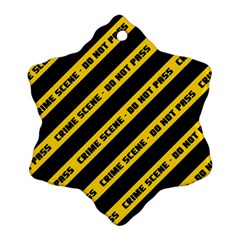 Warning Colors Yellow And Black - Police No Entrance 2 Snowflake Ornament (two Sides) by DinzDas