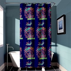 Jaw Dropping Horror Hippie Skull Shower Curtain 36  X 72  (stall)  by DinzDas