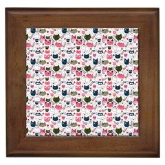 Adorable Seamless Cat Head Pattern01 Framed Tile by TastefulDesigns