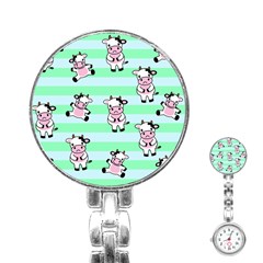 Cow Pattern Stainless Steel Nurses Watch by designsbymallika