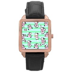 Cow Pattern Rose Gold Leather Watch  by designsbymallika