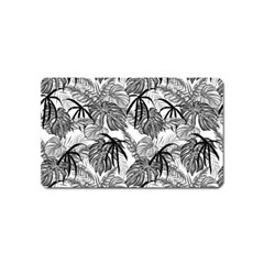 Black And White Leafs Pattern, Tropical Jungle, Nature Themed Magnet (name Card) by Casemiro