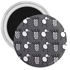 Grey Base, B&w Chpa Pattern Design 3  Magnets by CHPALTD