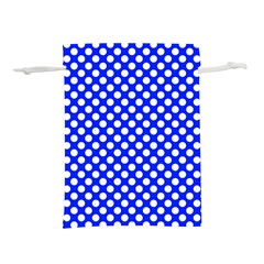 Dark Blue And White Polka Dots Pattern, Retro Pin-up Style Theme, Classic Dotted Theme Lightweight Drawstring Pouch (l) by Casemiro