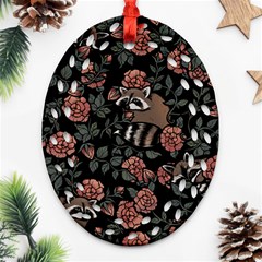 Raccoon Floral Oval Filigree Ornament (two Sides) by BubbSnugg