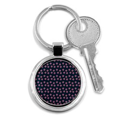 Peach Purple Daisy Flower Teal Key Chain (round) by snowwhitegirl