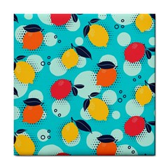 Pop Art Style Citrus Seamless Pattern Tile Coaster by Amaryn4rt