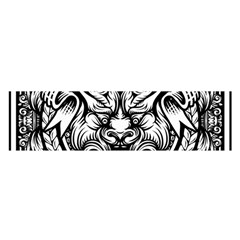 Tiger Illustration Vintage Border Frame Engraving With Retro Ornament Pattern Antique Rococo Style Satin Scarf (oblong) by Amaryn4rt