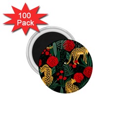 Seamless-pattern-with-leopards-and-roses-vector 1 75  Magnets (100 Pack)  by Sobalvarro