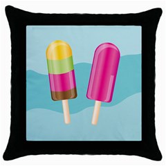 Ice Cream Parlour Throw Pillow Case (black) by HermanTelo