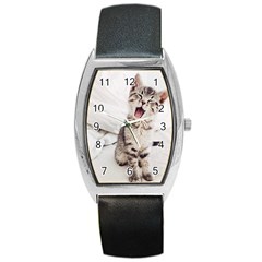 Laughing Kitten Barrel Style Metal Watch by Sparkle