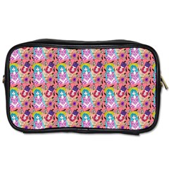 Blue Haired Girl Pattern Pink Toiletries Bag (two Sides) by snowwhitegirl