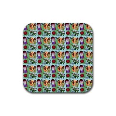 Purple Glasses Girl Pattern Blue Rubber Coaster (square)  by snowwhitegirl