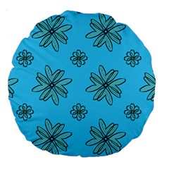 Blue Repeat Pattern Large 18  Premium Round Cushions by emmamatrixworm