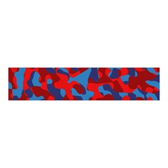 Red And Blue Camouflage Pattern Velvet Scrunchie by SpinnyChairDesigns