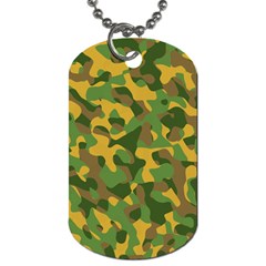 Yellow Green Brown Camouflage Dog Tag (one Side) by SpinnyChairDesigns