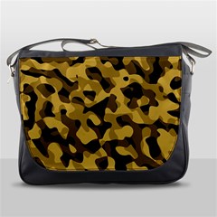 Black Yellow Brown Camouflage Pattern Messenger Bag by SpinnyChairDesigns