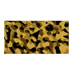 Black Yellow Brown Camouflage Pattern Satin Wrap by SpinnyChairDesigns