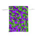 Purple and Green Camouflage Lightweight Drawstring Pouch (S) Front