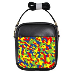 Colorful Rainbow Camouflage Pattern Girls Sling Bag by SpinnyChairDesigns