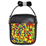 Colorful Rainbow Camouflage Pattern Girls Sling Bag Front