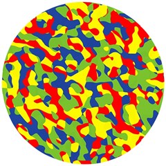 Colorful Rainbow Camouflage Pattern Wooden Puzzle Round by SpinnyChairDesigns